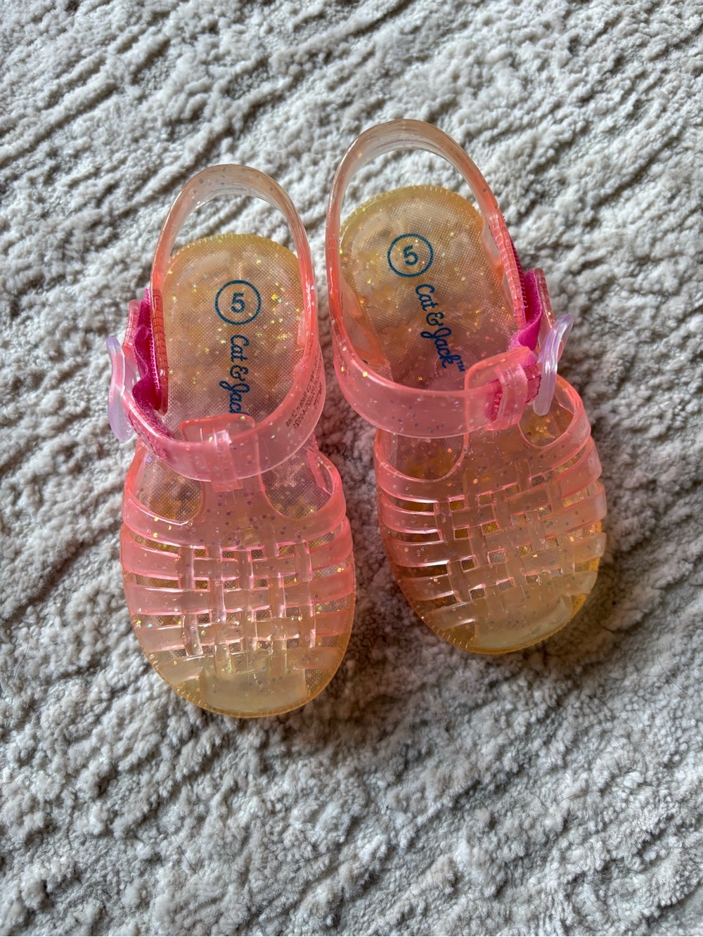 Cat & Jack Pink Glitter Translucent Jelly Sandals